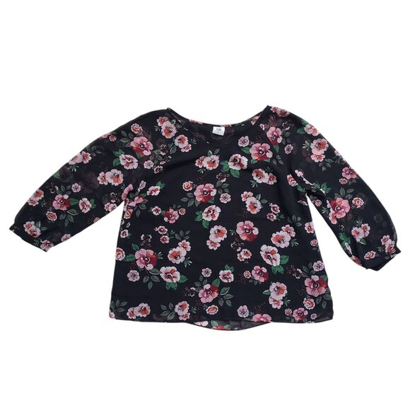 Cabi Blouse Womens Medium Garden Floral 3/4 Sleeve Sheer - Picture 2 of 11